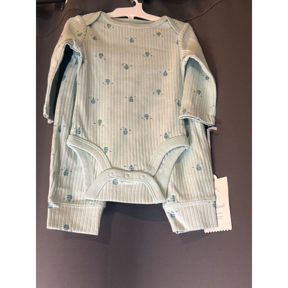 NWT  Ribbed Bodysuit & Pants Pajama Set 0-3M - Cloud Island Hot Air Balloons